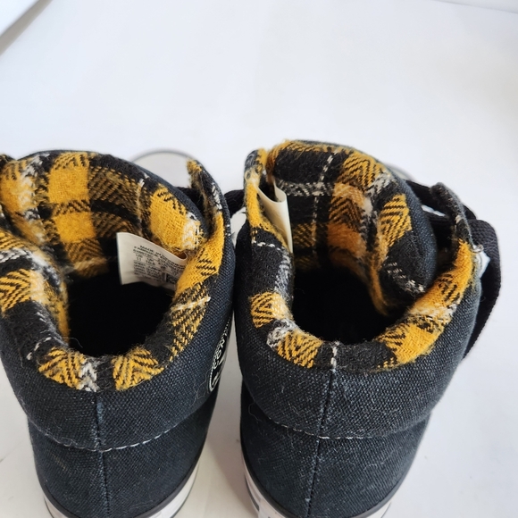 Converse Kids Black Gray Hi Top Sneakers Shoes Yellow Plaid Skater School 11 - Picture 5 of 13